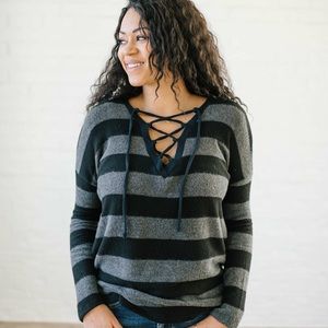 Taylor Ties in Stripes in Black & Charcoal